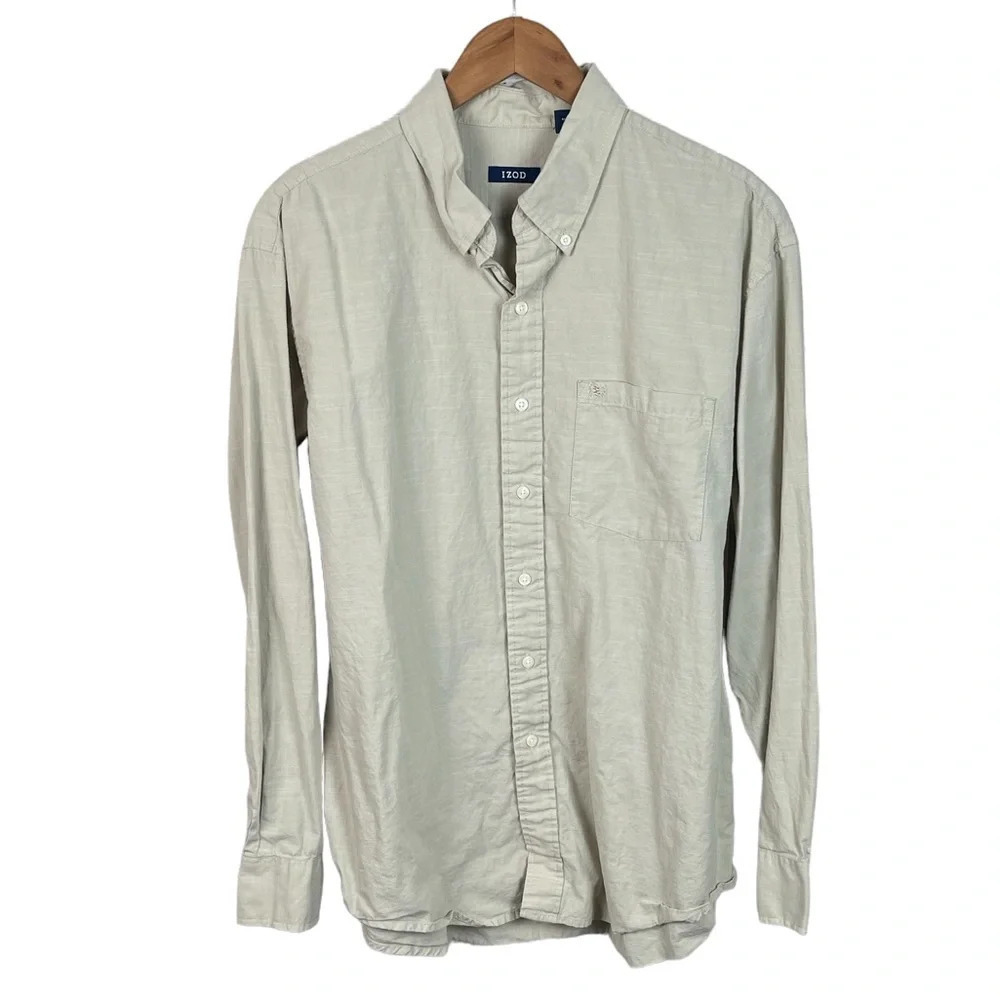BF992 Mens IZOD Designer Brand Casual Button Down Shirt L
